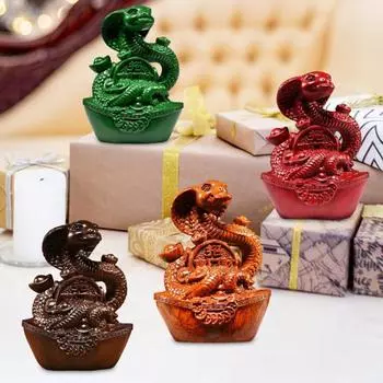 Резьба по дереву статуэтка змеи старинный китайский зодиак талисман модель змеи удачи мини-статуэтка животного скульптура фэн-шуй настольное украшение орнамент