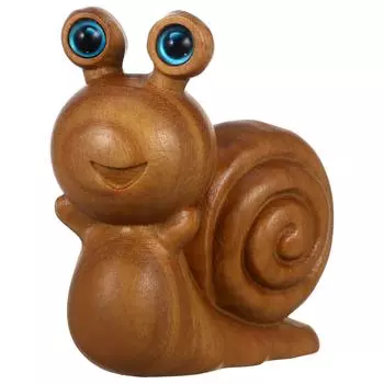 Резьба по дереву Улитка Настольное украшение для животных Статуэтка Украшение Деревянные фигурки ручной работы Главная Статуэтка 6.00X6.00X2.80CM