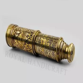 Резьба по латуни телескопа ручной работы | 66,04 см | Функциональная винтажная латунная морская антикварная подзорная труба