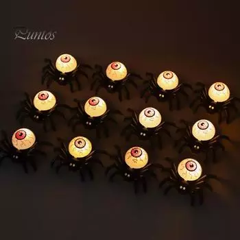 Резьба по пауку, светодиодный ночник, настенная настольная лампа-паук, мини-лампочка, жуткая атмосфера, украшение для вечеринки в честь Хэллоуина для дома с привидениями