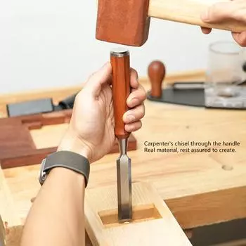 Резьбовое долото с широким лезвием 20 мм и деревянной ручкой для точных резов по дереву