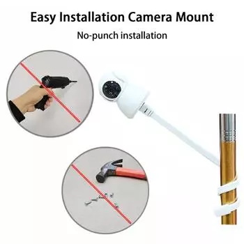 Резьбовое крепление для камеры Держатель для камеры с гусиной шеей Многофункциональный кронштейн Силиконовая подставка для видеоняни Регулируемый кронштейн для видеоняни белый