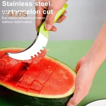 Резак для арбуза из нержавеющей стали с безопасными неострыми лезвиями. Легко очищаемый нож для резки дыни. Инструмент для резки фруктов для арбуза. Драконий фрукт. Канталупа. L