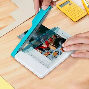 Резак для бумаги, длина реза 6 дюймов, небольшой резак для бумаги, нескользящий резак для бумаги, компактный и портативный, резаки для бумаги с изогнутыми полосками белый