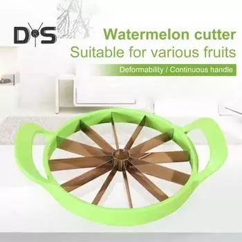 Резак для фруктов из нержавеющей стали с удобной нескользящей ручкой, инструмент для нарезки арбуза, товары для дома зелёный