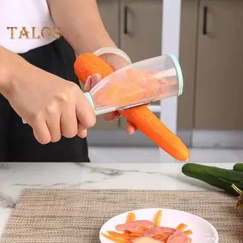 Резак для фруктов, моющийся, удобный подвесной дизайн, высококачественная овощечистка для фруктов и овощей, моркови с контейнером, товары для дома фиолетовый