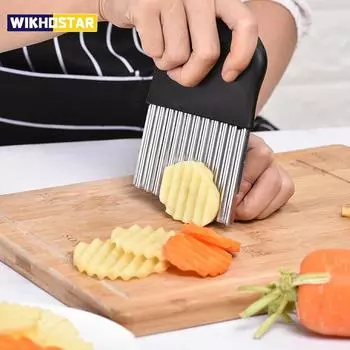Резак для картофеля, чипсов, машина для жарки картофеля, овощечистка, нож для резки теста, фруктов, овощей, кухонные аксессуары, нож, измельчитель, морщинистая волнистая слайсер
