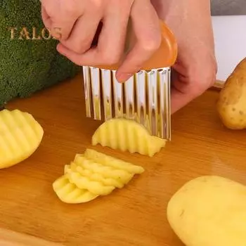 Резак для картофеля из нержавеющей стали, овощерезка для картофеля фри, противоскользящая ручка, легко чистится, инструмент для резки помидоров и огурцов для кухни, домашнего ресторана жёлтый