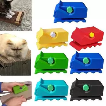 Резак для картона «Китти», 3D-печатный резак для картона в форме кошки, раздвижной резак для самодельных когтеточек для кошек A небесно-голубой