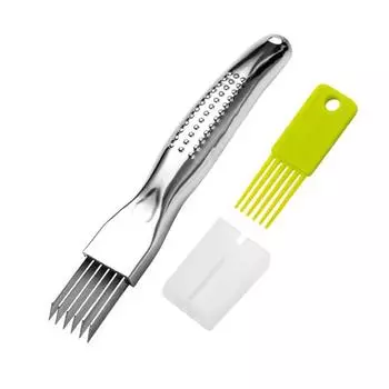 Резак для лука, измельчитель с щеткой-оболочкой, 6 лезвий для быстрого измельчения овощей, инструмент для картофеля, имбиря