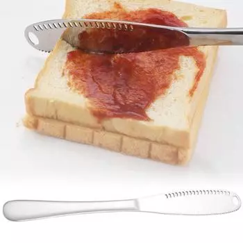 Резак для масла из нержавеющей стали, зубчатый край, эргономичная ручка, резак для разбрасывания клубничного джема, мешалка для банки, скребок, кухонный инструмент серебряный