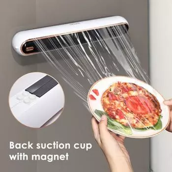 Резак для пищевой пленки Настенное крепление Без перфоратора Скрытое лезвие Диспенсер для магнитной пленки Большой рулон без разрывов Одноразовая коробка для резки пластиковой пленки Кухонные принадлежности