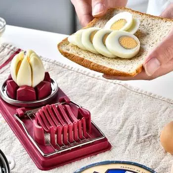 Резак для яиц 3-в-1 с подвесным отверстием, пищевой класс, не содержит BPA, съемная режущая проволока, измельчитель для вареных яиц, кухонные принадлежности розы красного