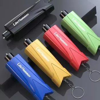 Резак для ремней безопасности, брелок для стеклобоя, автомобильный стеклобой 3 в 1, аварийный молоток, набор инструментов для обеспечения безопасности жизни в автомобиле красный