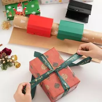 Резак для рождественской упаковочной бумаги, легкий режущий инструмент для подарочной упаковочной бумаги с противоскользящим дизайном красный