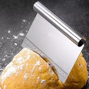 Резак для теста, скребок для теста из нержавеющей стали, скребок для кондитерских изделий с четким масштабом, дизайн серебряный