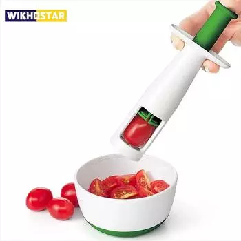 Резак для томатов, инструменты для винограда, разделитель фруктового салата, артефакт для малышей, маленькие кухонные аксессуары, гаджет для резки зелёный