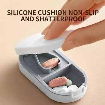 Резак и разделитель таблеток с лезвием из нержавеющей стали 1 шт., портативный резак для лекарств со съемной очисткой и хранением белый