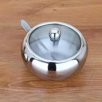 Резервуар для приправ, бытовой более толстый бак, крышка для кофейного джема, ложка для соли, чаша для сахара, кухонный инструмент для приготовления пищи, хорошее качество, нержавеющая сталь