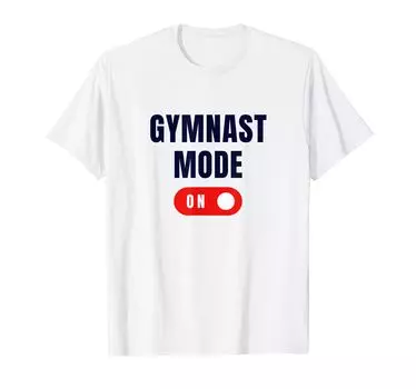 РЕЖИМ ГИМНАСТИКИ ВКЛЮЧЕН Забавная футболка с рисунком «Гимнастические бревна» и «Прыжок с пола» белый