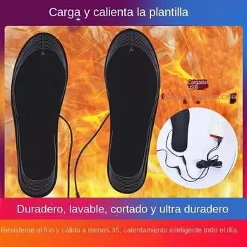 Режущая электрическая стелька, моющаяся стелька с подогревом, зарядка, грелки для ног для мужчин и женщин чёрный