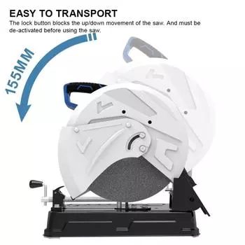 Режущая пила, диаметр лезвия 355 мм, режущая пила, макс. мощность 2200 Вт, стальной резак. Режущая способность 155 мм EU Plug белый