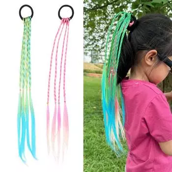 Резинка для волос из косичек, не повреждающая кожу головы, цветная резинка для волос, парик с градиентным цветом, аксессуар для волос в виде косички
