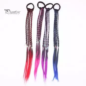 Резинка для волос из косичек, не повреждающая кожу головы, цветная резинка для волос, парик с градиентным цветом, аксессуар для волос в виде косички фиолетовый