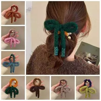 Резинка для волос плюшевые резинки для волос корейский стиль шерстяное кольцо для волос модные банты резинки для волос вечеринка фиолетовый/зелёный