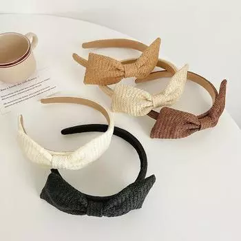 Резинка для волос с бантом, повязка на голову, обруч, модные простые аксессуары для волос, женский головной убор, волосы 17*13cm чёрный