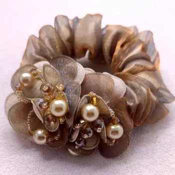 Резинка для волос с цветком, элегантная женская прическа пучок, конский хвост, эластичная, большая резинка-скранчи, аксессуары для волос для женщин