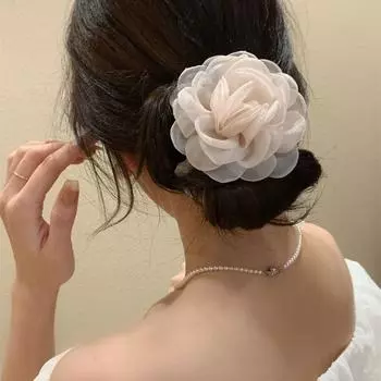 Резинка для волос с цветком-сеткой, эластичная резинка для волос с цветком камелии, милая роза, веревка для волос, дорожная фиолетовый