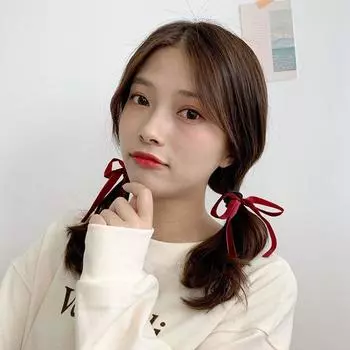 Резинка для волос с кисточками, лента, бант, заколка для волос, эластичная веревка для волос, корейские аксессуары для волос, женские головные уборы wine red-1 Pair Hair Rope