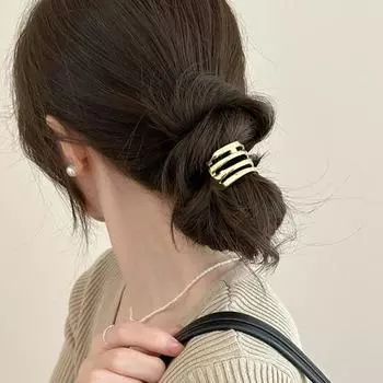 Резинка для волос с металлическим декором, манжета для волос с хвостиком, эластичная повязка на голову для женщин, геометрический дизайн, черная повязка на голову, аксессуары для волос A золотистый