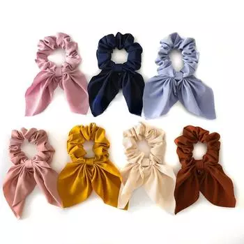 Резинка для волос с резинкой, простые модные аксессуары для волос, кольцо для волос с бантом и толстым кишечником, трендовая плетеная веревка для волос бежевый