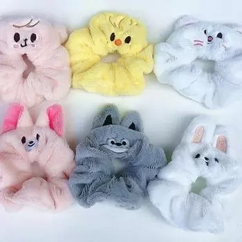 Резинка для волос с рисунком животных из мультфильмов, эластичная, толстая, нескользящая, карамельного цвета, держатель для хвоста розовый