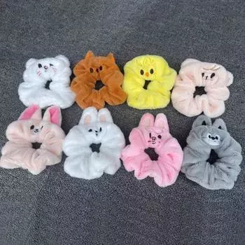 Резинка для волос с рисунком животных из мультфильмов, эластичная, толстая, нескользящая, карамельного цвета, держатель для хвоста коричневый