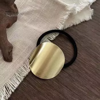 Резинка для волос Стильный металлический круг Элегантный модный держатель для хвоста с металлической текстурой для женщин A