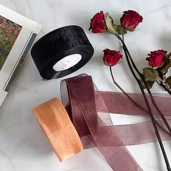 Резинка для волос своими руками Материалы для упаковки подарков Цветочная лента Шифоновая лента Органза Шелк Цветная лента Ленточный бант Сделай сам Цветок ручной работы 2.5cm*6m