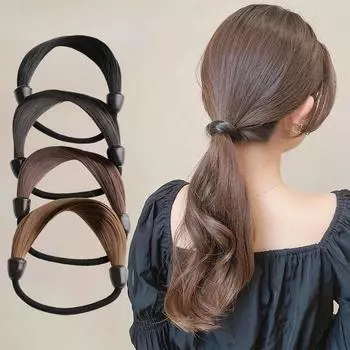 Резинка из волос, имитация парика, веревка на голову, модный женский парик, кольца для волос, прямая резинка для волос, хвост, высокая эластичная веревка для волос