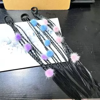 Резинки для волос для детей Милые парики Повязки на голову с хвостиком Подарки на день рождения синий