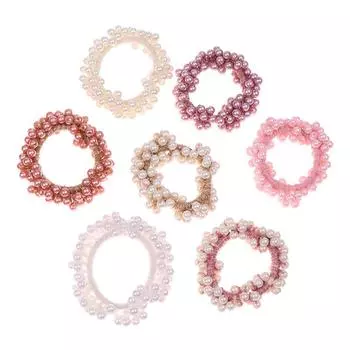 Резинки для волос для девочек Роскошные большие элегантные белые резинки для волос с жемчужинами Бусины Резинки для волос Держатели для хвостиков Аксессуары для волос Эластичная резинка для волос светло-розовый