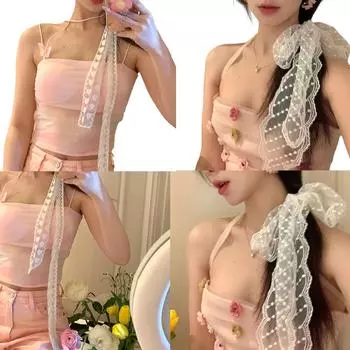 Резинки для волос для женщин, весенний узкий шарф, женский шарф для покупок, путешествий, подростков, декоративная веревка для волос в пасторальном стиле B