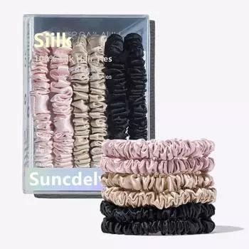 Резинки для волос из 100% чистого шелкового шелка, шелковые резинки для волос, резинки для волос, узкие резинки для волос, держатели для хвостиков, аксессуары для волос, 42 цвета