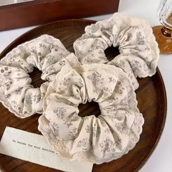 Резинки для волос, кружевные цветочные большие резинки для волос, женские, милые, модные аксессуары для волос, держатель для хвоста, повязка на голову бежевый