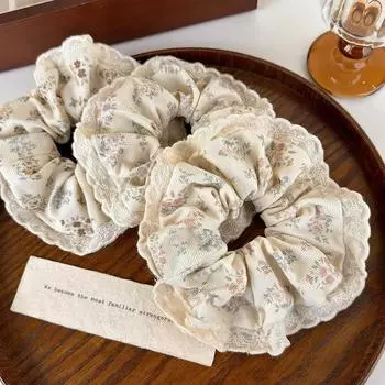 Резинки для волос, кружевные цветочные большие резинки для волос, женские, милые, модные аксессуары для волос, держатель для хвоста, повязка на голову бежевый