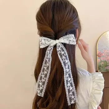 Резинки для волос с кружевным бантом, резинки для волос, элегантное кружевное кольцо для волос, вечеринка розовый