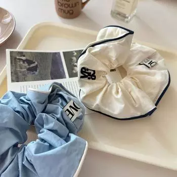 Резинки для волос с широкими буквами Ins Style Sweet Embroidery Hair Rope Beach бежевый