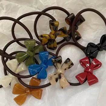 Резинки для волос с высоким конским хвостом, женские резинки для волос, милые резинки для волос, резинки для волос с бантиками из ацетата чёрный