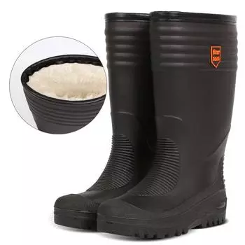 Резиновая непромокаемая обувь, мужская черная нескользящая износостойкая обувь со средней трубкой и высокой трубкой, резиновые сапоги для стройплощадки 39 чёрный